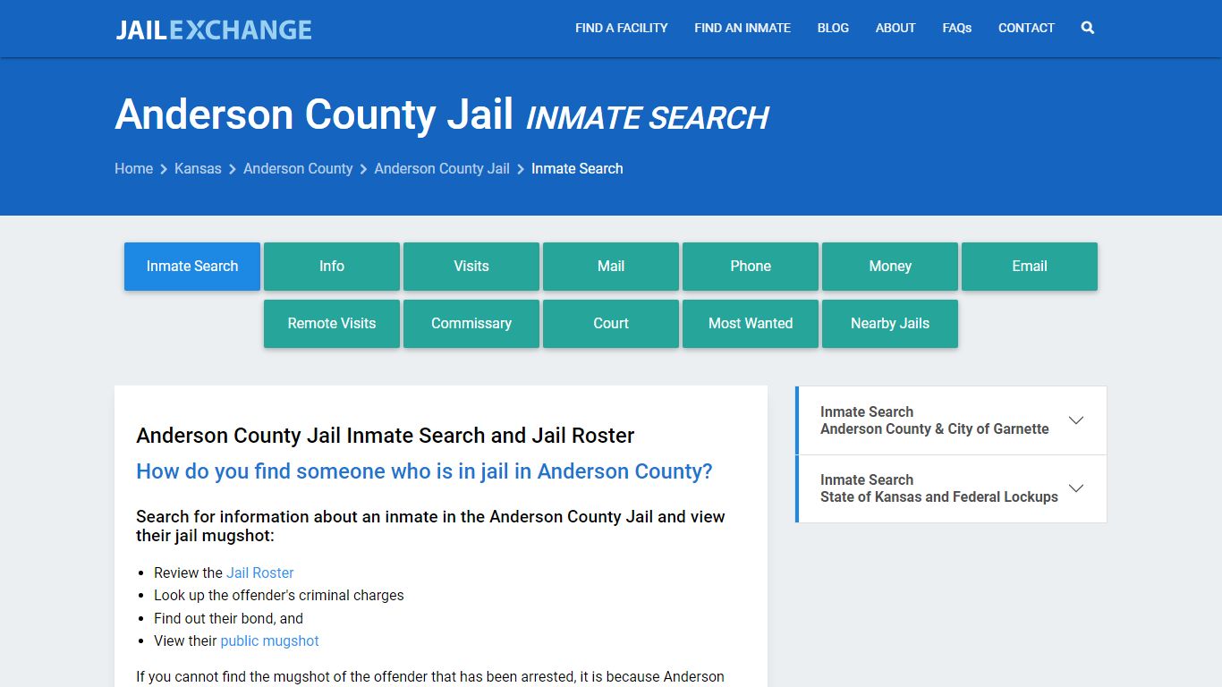 Inmate Search: Roster & Mugshots - Anderson County Jail, KS